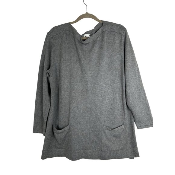 J. Jill Women's Gray Long Sleeve Pullover Sweater With Front Pockets Size L - Picture 1 of 9